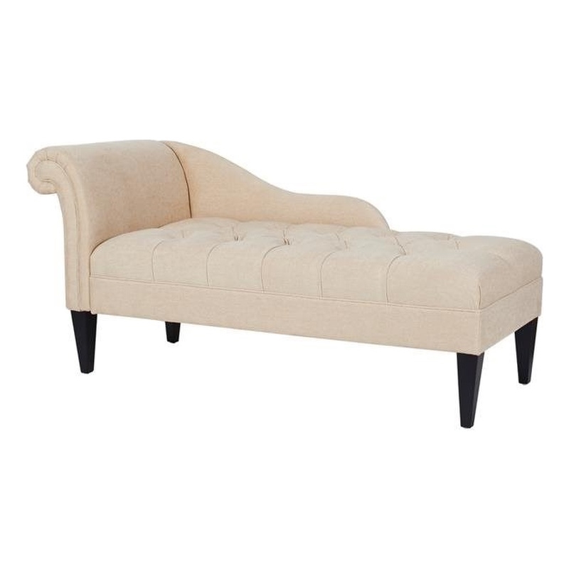 Harrison Tufted Roll Arm Chaise Lounge Beige