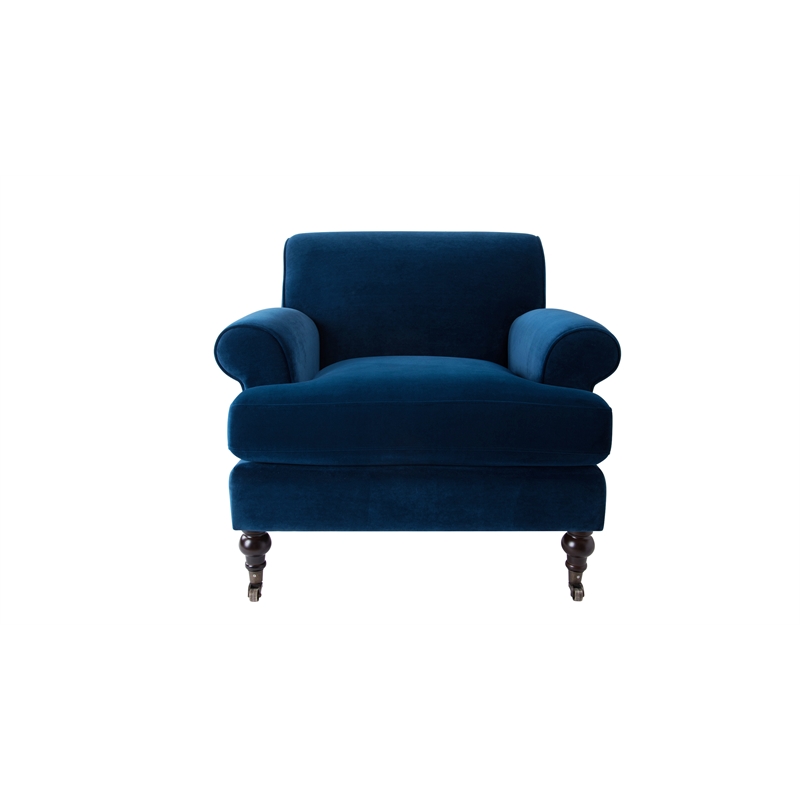 2 Piece Sofa Set with Sofa and Accent Chair in Navy Blue
