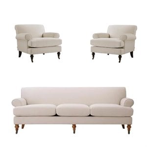 3 Piece Sofa Set of Recessed Arm Sofa and Set of Two Accent Arm Chair