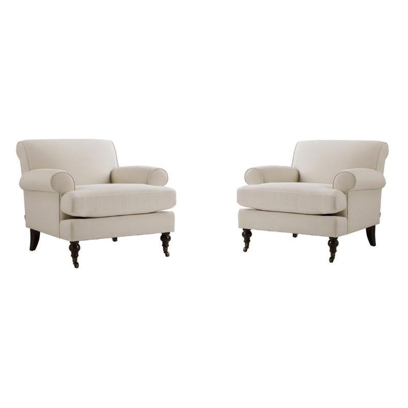2 Piece Chair Set of Accent Arm Chair Metal Casters