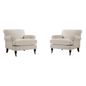 2 Piece Chair Set of Accent Arm Chair Metal Casters
