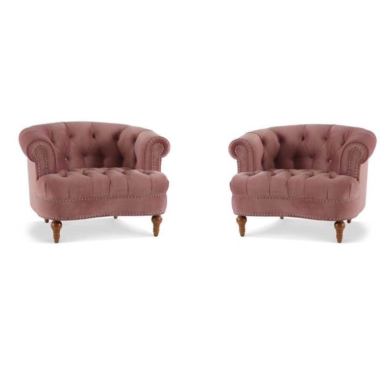 2 Piece Chair Set of Victorian Tufted Accent Chair
