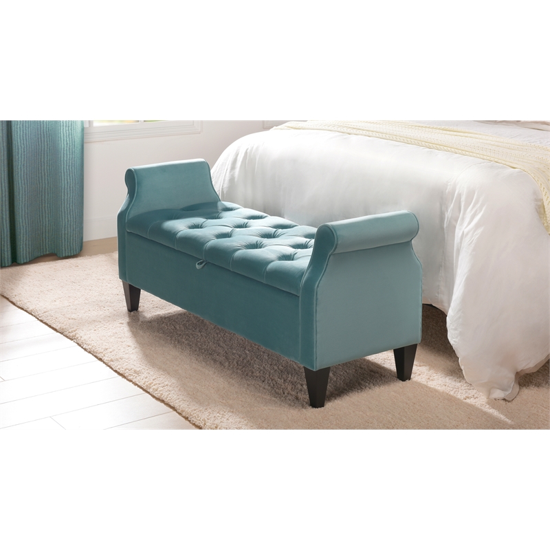 Jacqueline Tufted Roll Arm Storage Bench Arctic Blue 85600 894