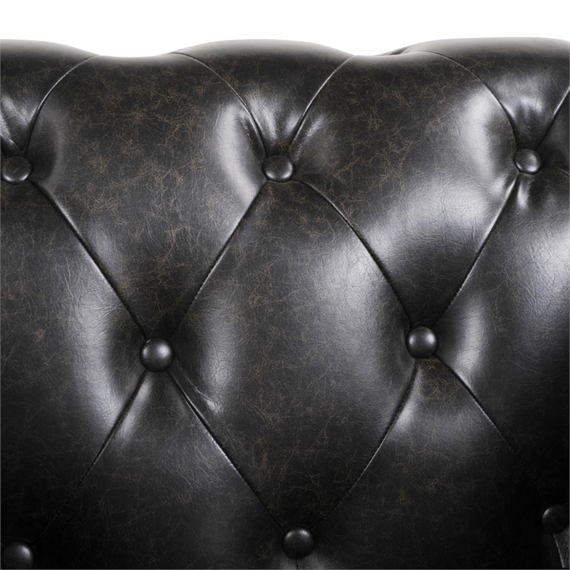 Jennifer Taylor Home Winston Leather Chesterfield Armchair Vintage Black