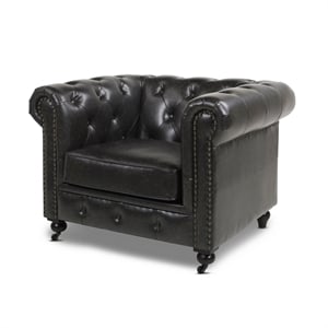 jennifer taylor home winston leather chesterfield armchair vintage black