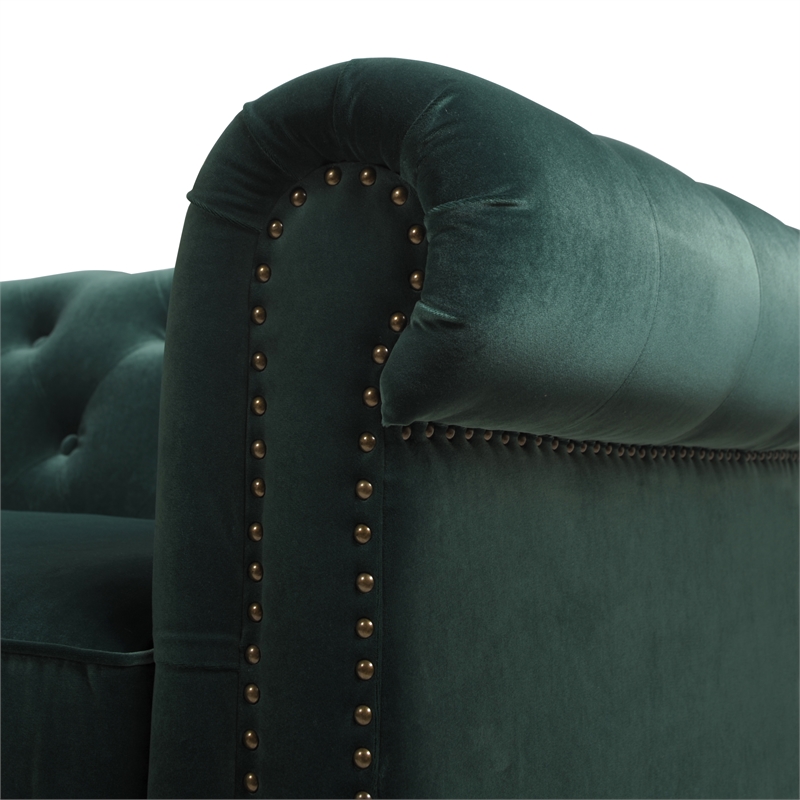 Jennifer Taylor Home Winston Tufted Chesterfield Sofa Forest Green
