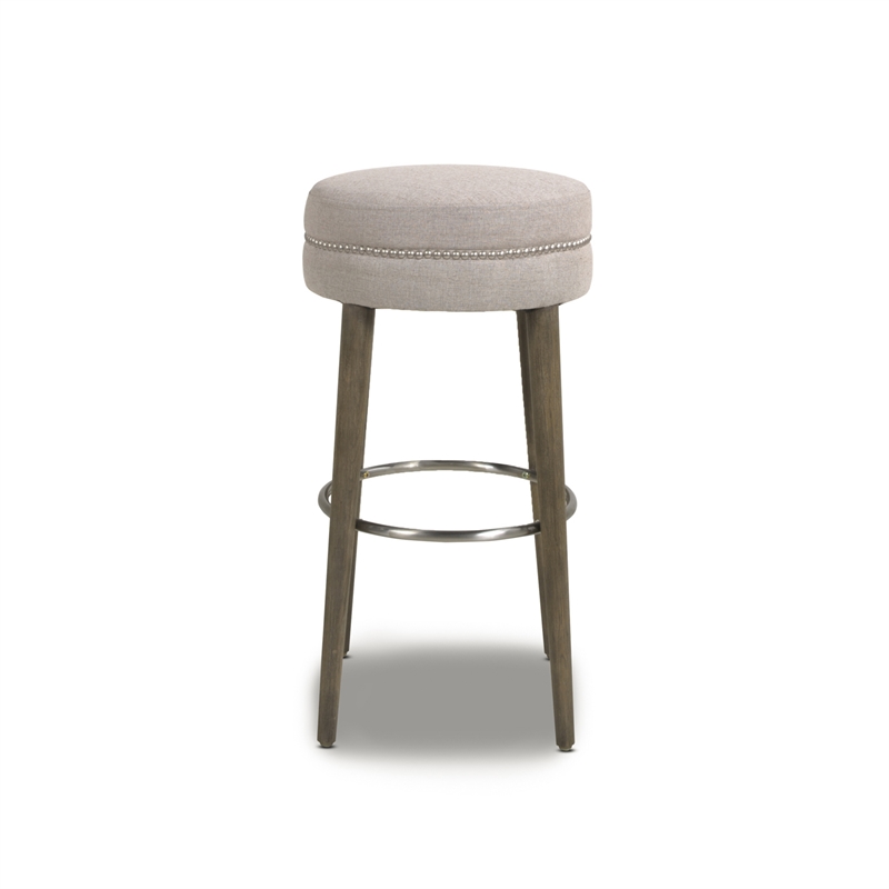 Jennifer Taylor Home Marcie 30 Hammered Brass Backless Bar Stool Warm Gray Faux Leather