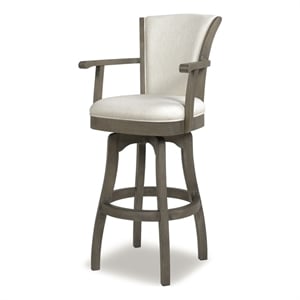 Jennifer Taylor Home Williams 31&quot Swivel Bar Stool with Armrests White Linen