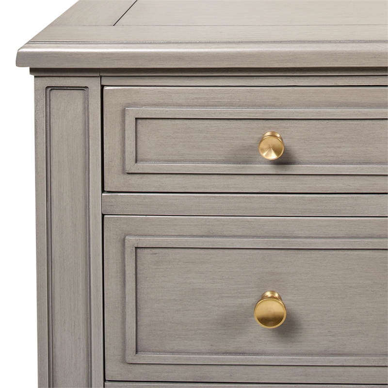 Dauphin Gold Accent 5-Drawer Executive Desk Grey Cashmere Rubber Wood & Veneer
