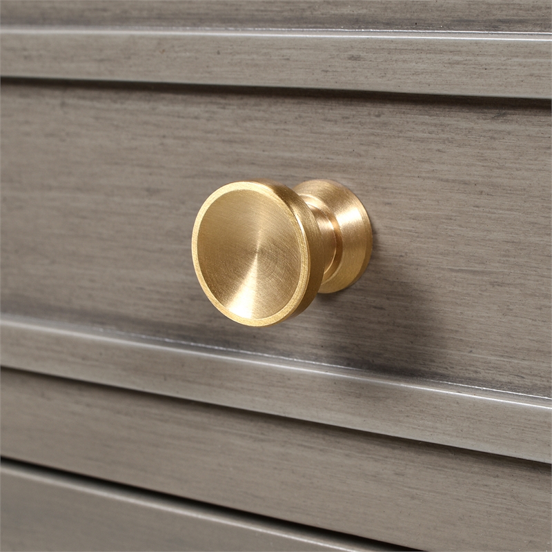 Dauphin Gold Accent 5-Drawer Executive Desk Grey Cashmere Rubber Wood & Veneer