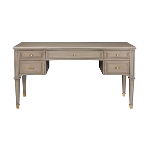 Jennifer Taylor Home Dauphin Gold Accent 5-Drawer Wood Desk Grey Cashmere