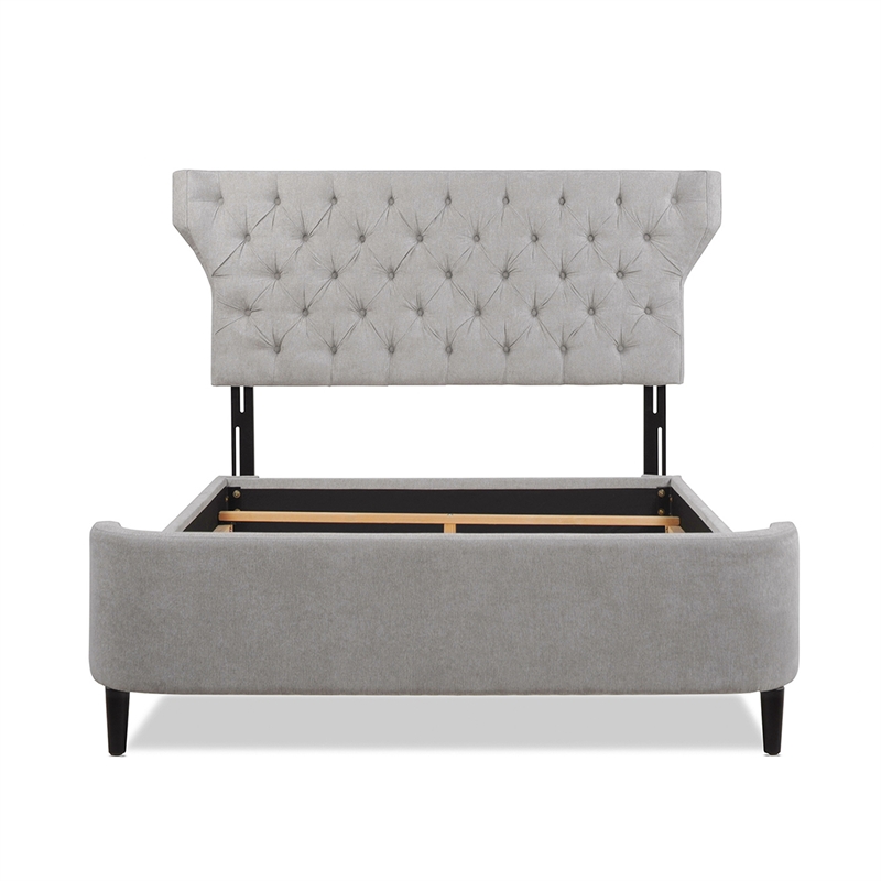 Tufted Curved Back Headboard Panel Bed Silver Grey by Jennifer Taylor Home Cymax Business