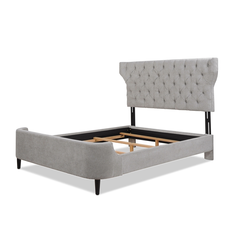 Tufted Curved Back Headboard Panel Bed Silver Grey by Jennifer Taylor Home Cymax Business