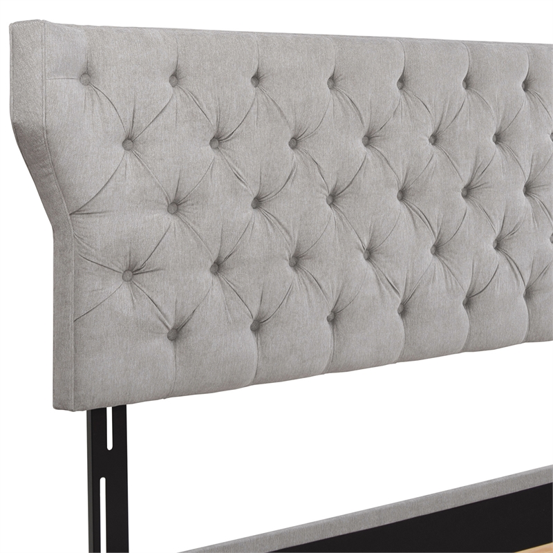 Tufted Curved Back Headboard Panel Bed Silver Grey by Jennifer Taylor Home Cymax Business