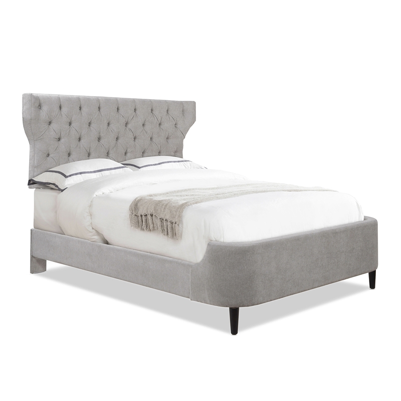 Tufted Curved Back Headboard Panel Bed Silver Grey by Jennifer Taylor Home Cymax Business