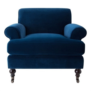 brianna accent arm chair metal casters navy blue velvet