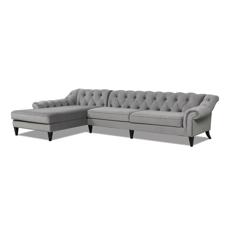 Oxford Grey Linen Laf Tufted Sectional Sofa Baci Living Room