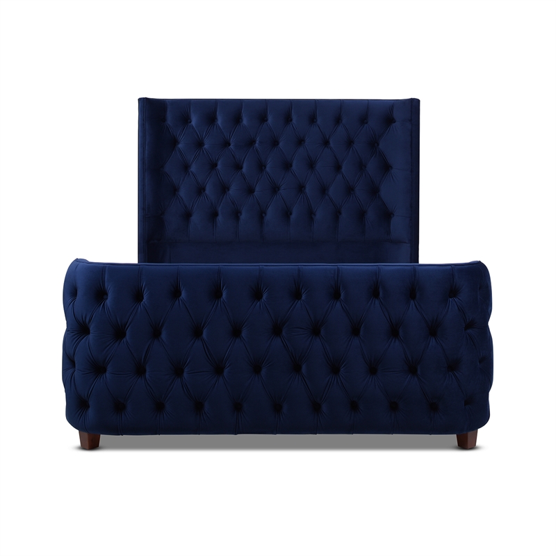 Jennifer Taylor Home Brooklyn Tufted Bed King Navy Blue Velvet