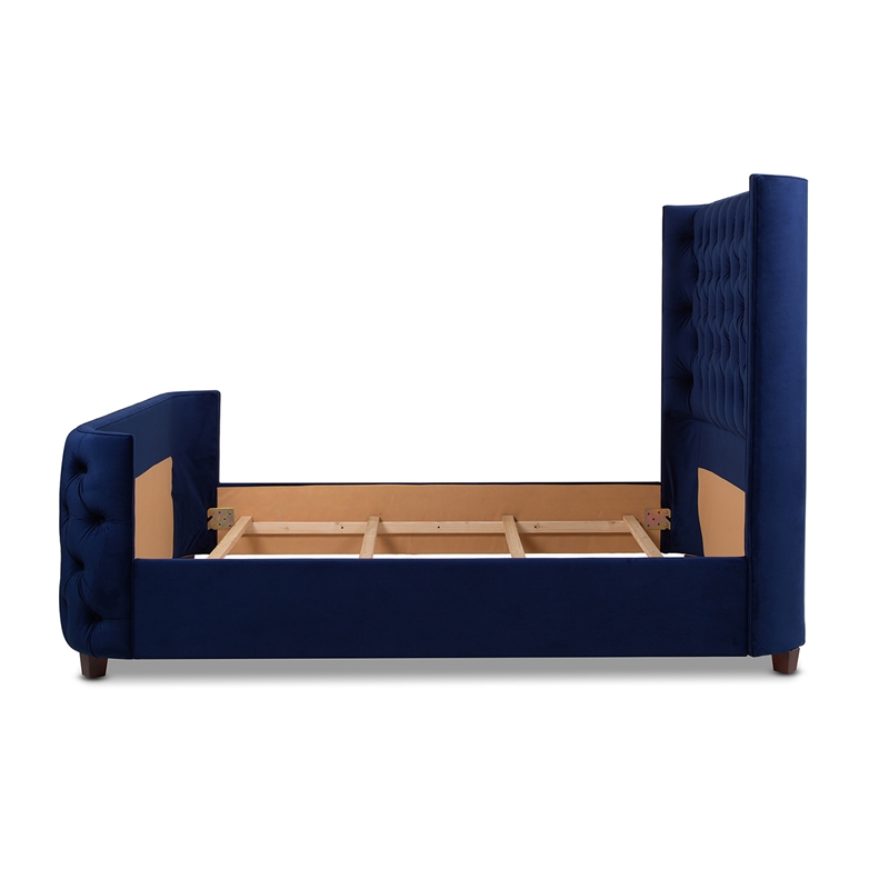 Jennifer Taylor Home Brooklyn Tufted Bed King Navy Blue Velvet