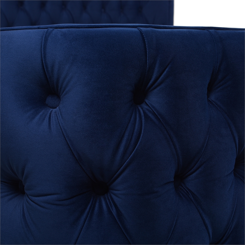 Jennifer Taylor Home Brooklyn Tufted Bed King Navy Blue Velvet