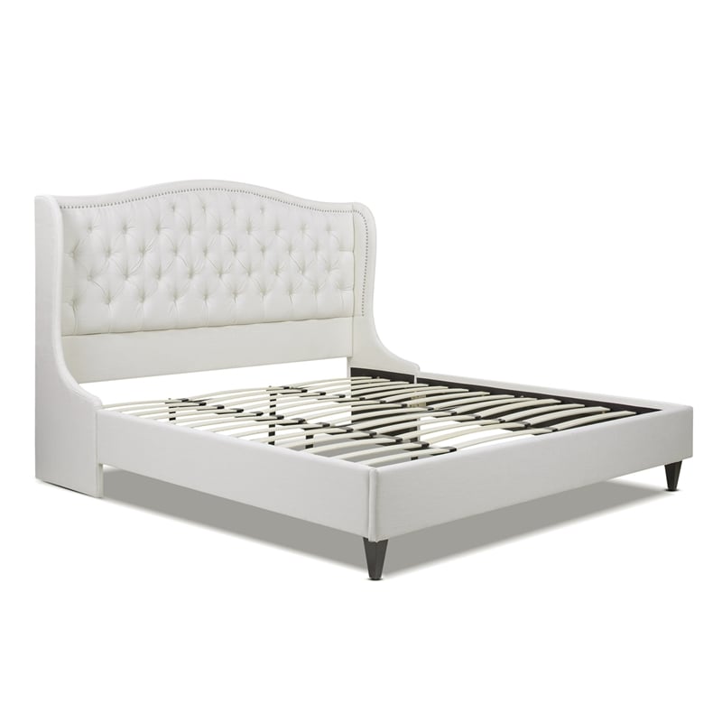 Jennifer Taylor Home Coverley Tufted Wingback Platform Bed King Antique White 52135 4 879 1