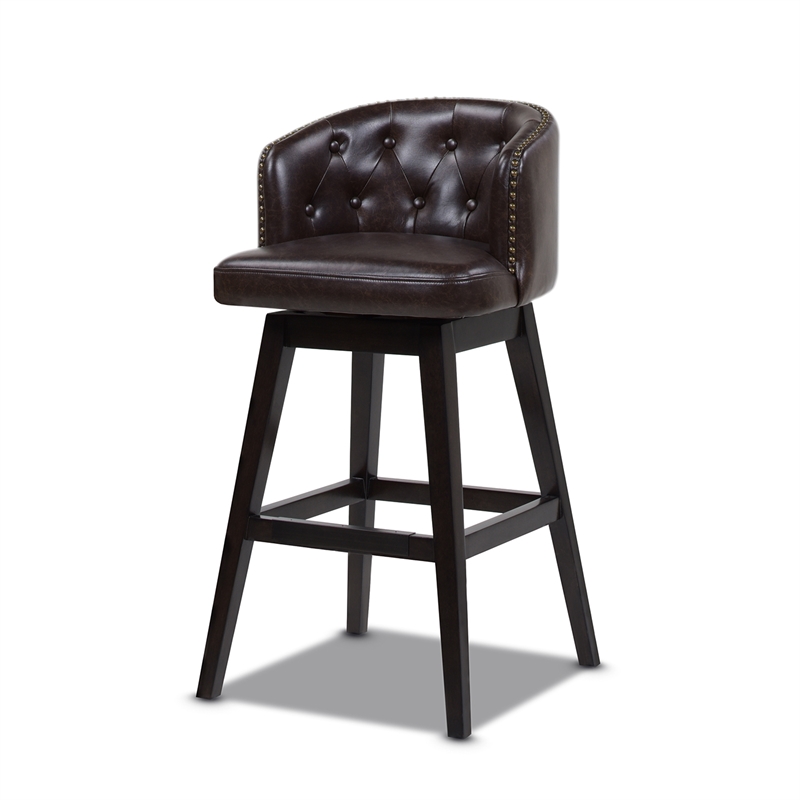 Davidson 30 Faux Leather Swivel Low, Vintage Leather Bar Stools With Backs