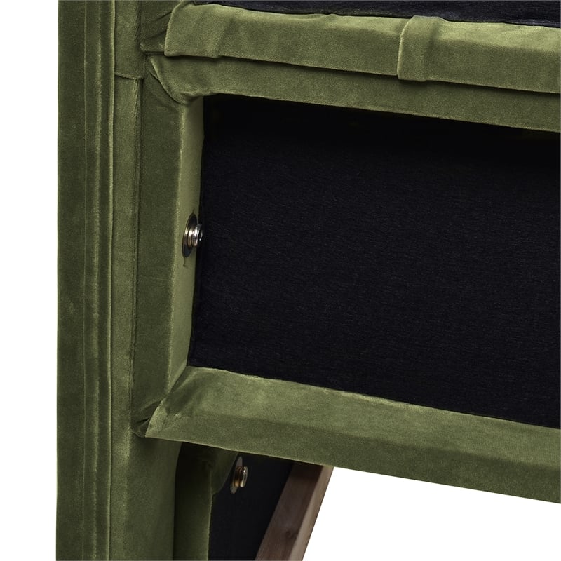 Marcella Upholstered Shelter Headboard Bed King Olive Green