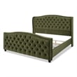 Marcella Upholstered Shelter Headboard Bed King Olive Green
