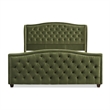 Marcella Upholstered Shelter Headboard Bed King Olive Green