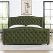 Marcella Upholstered Shelter Headboard Bed King Olive Green