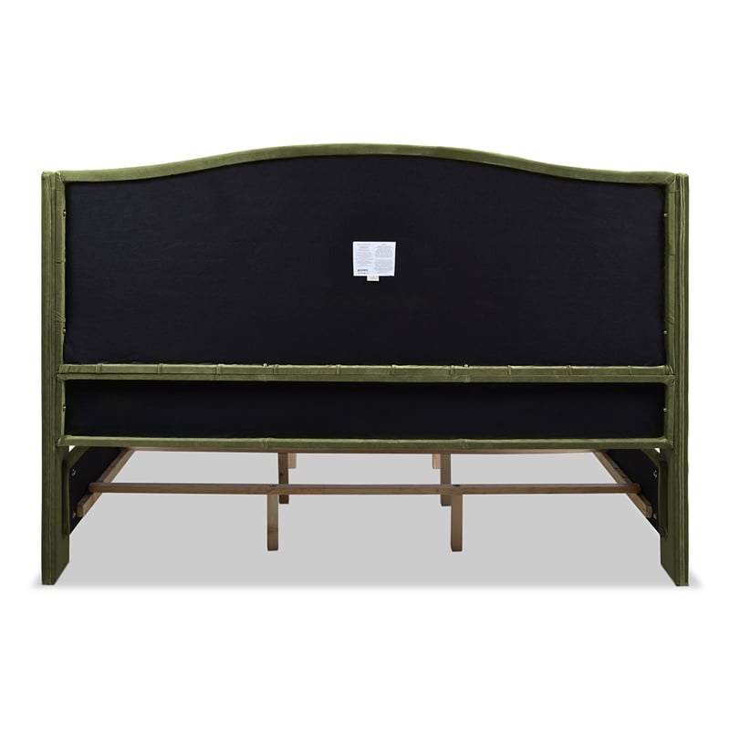 Marcella Upholstered Shelter Headboard Bed King Olive Green