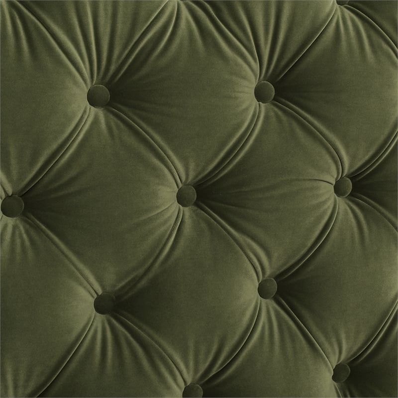 Marcella Upholstered Shelter Headboard Bed King Olive Green