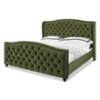 Marcella Upholstered Shelter Headboard Bed King Olive Green