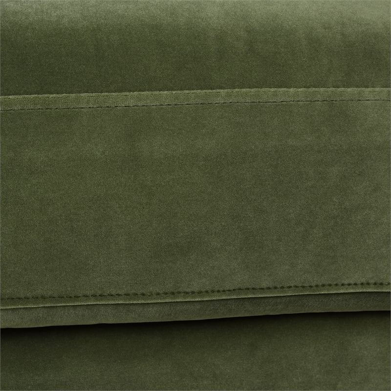 Alana Lawson Recessed Arm Sofa Metal Casters Olive Green