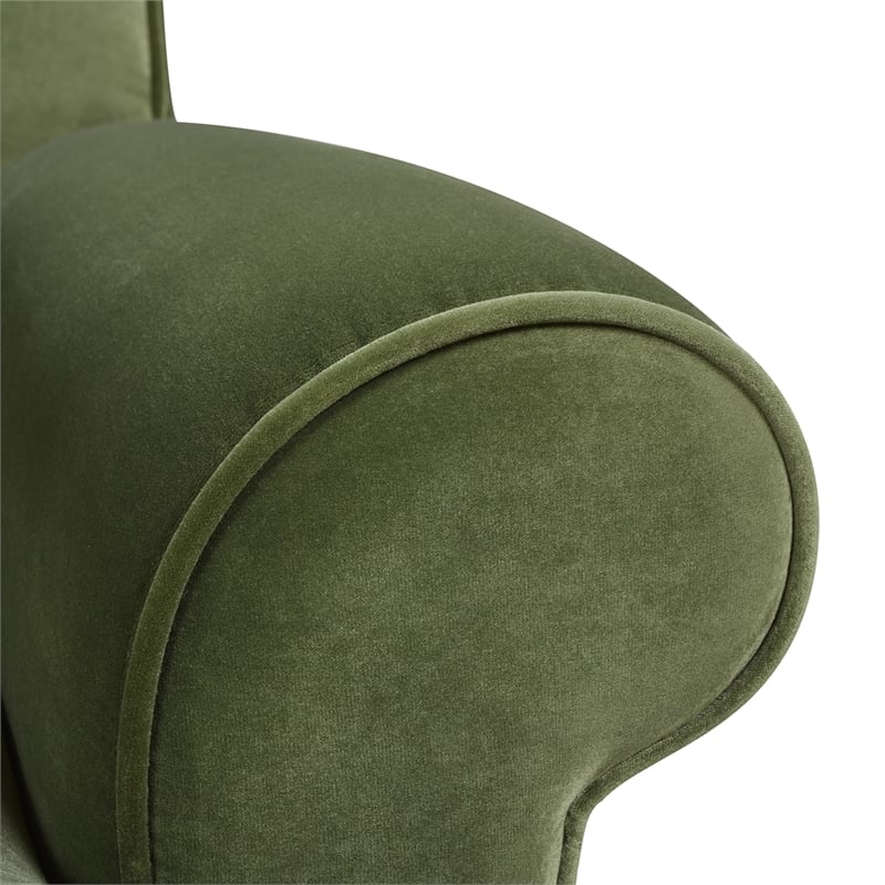 Alana Lawson Recessed Arm Sofa Metal Casters Olive Green