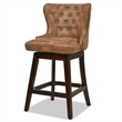 Holmes Tufted High-Back 360 Swivel Counter-Height Barstool Tan Brown