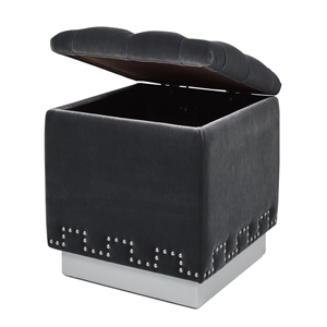 jennifer taylor home milly accent storage cube ottoman steel gray velvet