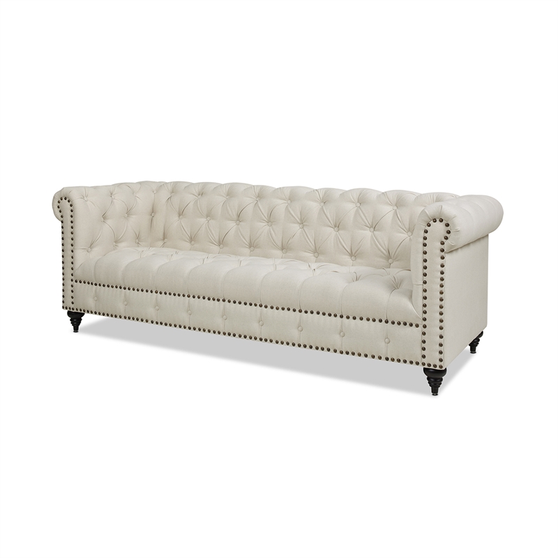 Jennifer Taylor Home Alto 88" Tufted Chesterfield Sofa Light Beige