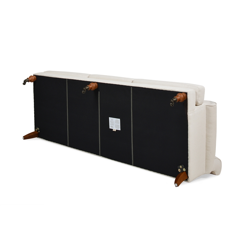 Jennifer Taylor Home Alana Lawson Recessed Arm Sofa Metal Casters Light Beige