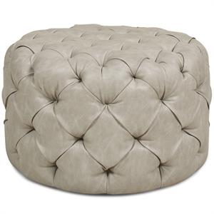 jennifer taylor home ace round tufted accent ottoman warm gray