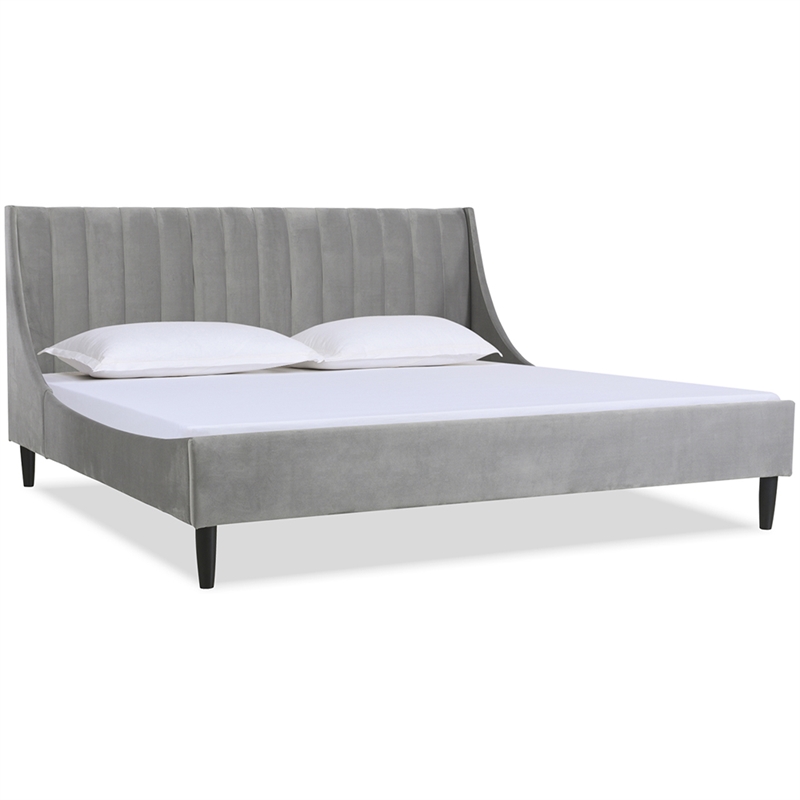 Aspen Vertical Tufted Headboard Platform Bed Set Cal King Opal Grey