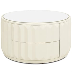 Jennifer Taylor Home Facino 35.5&quot Round Storage Coffee Table White Lacquer