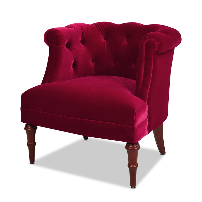 red tufted accent chair