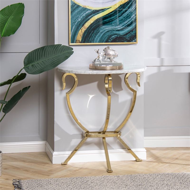 marble half moon console table