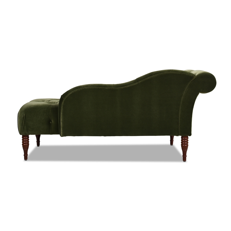 Jennifer Taylor Home Samuel Tufted Roll Arm Chaise Lounge Olive Green Velvet