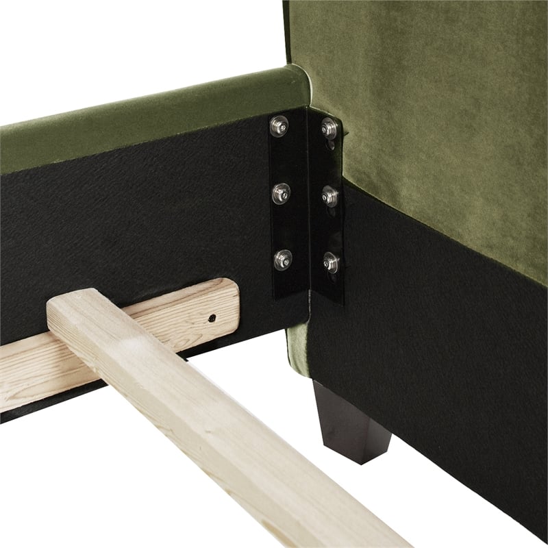 Jennifer Taylor Home Marcella Tufted Wingback Queen Bed Olive Green