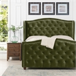 Jennifer Taylor Home Marcella Tufted Wingback Queen Bed Olive Green