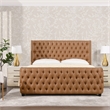 Jennifer Taylor Home Brooklyn Tufted Bed King Caramel Tan Brown Faux Leather