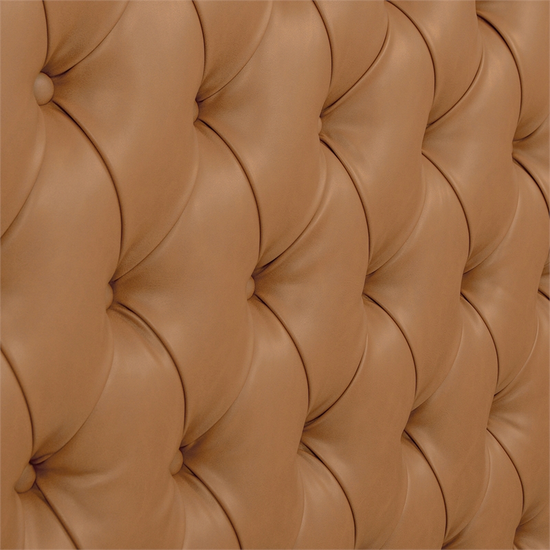 Jennifer Taylor Home Brooklyn Tufted Bed King Caramel Tan Brown Faux Leather