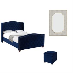 3 piece set marcella upholstered bed mage gold mirror hailey storage cube